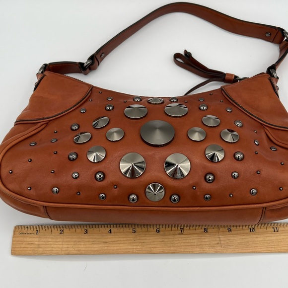 Cole Haan Bronze Brown Leather Shoulder Bag with Studded Detail - Picture 10 of 13
